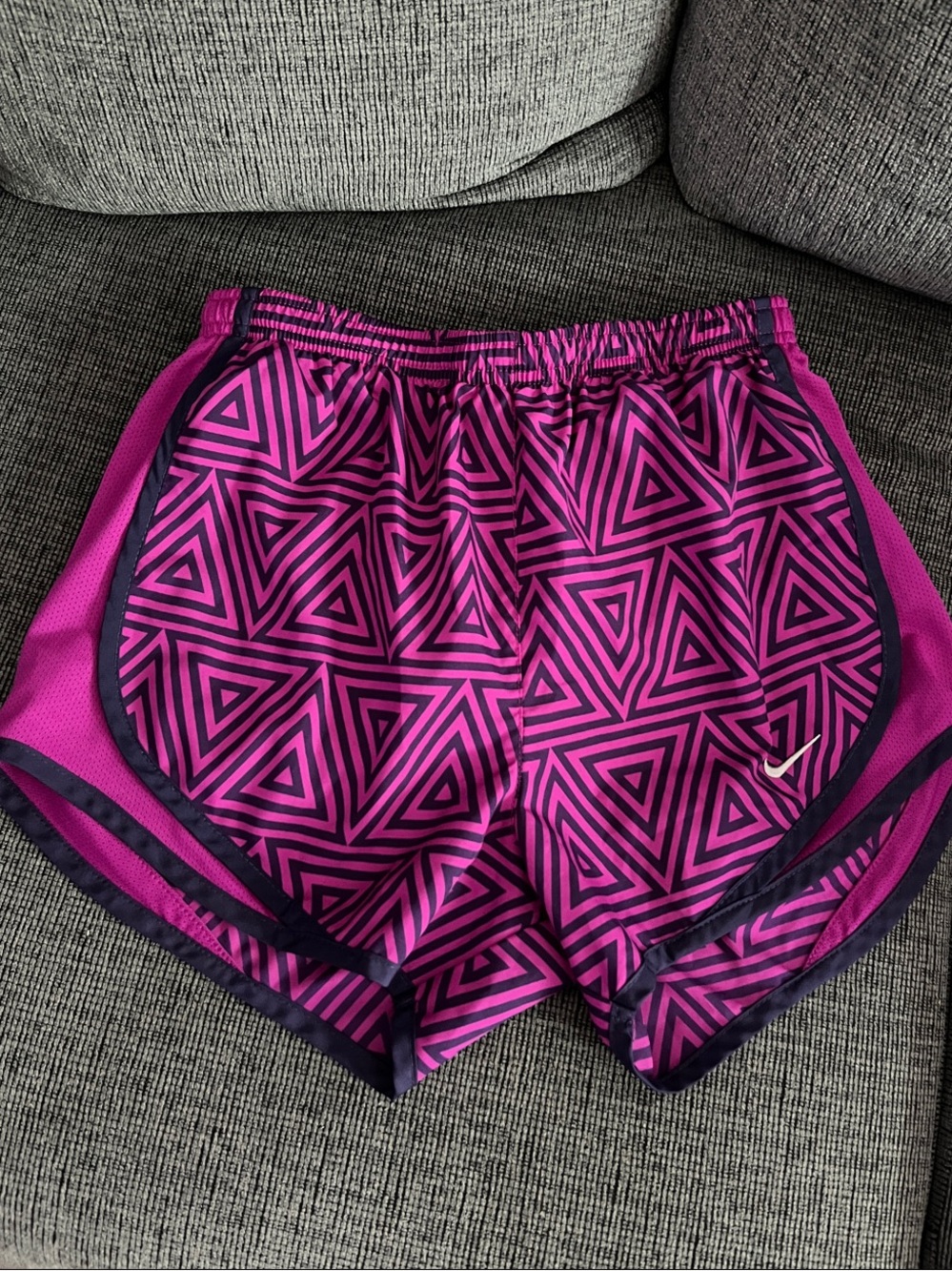 Nike Women’s Magenta & Black Geometric Athletic Shorts